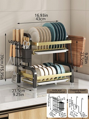 1pc Kitchen Storage Rack Dish Plate Drain Shelf Multifunctional Bowl Organizer - Picture 9 of 32