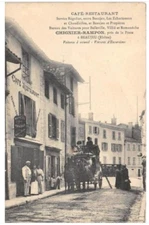 CPA 69 BEAUJEU CAFE RESTAURANT CHIGNIER RAMPON PRES DE LA POSTE (cpa pas courant