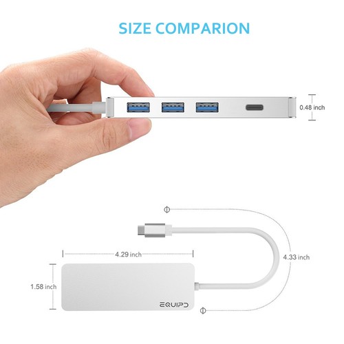 EQUIPD USB C HUB Type-C Adapter 4K HDMI USB 3.0 Charging for Macbook Pro & More - Picture 18 of 26