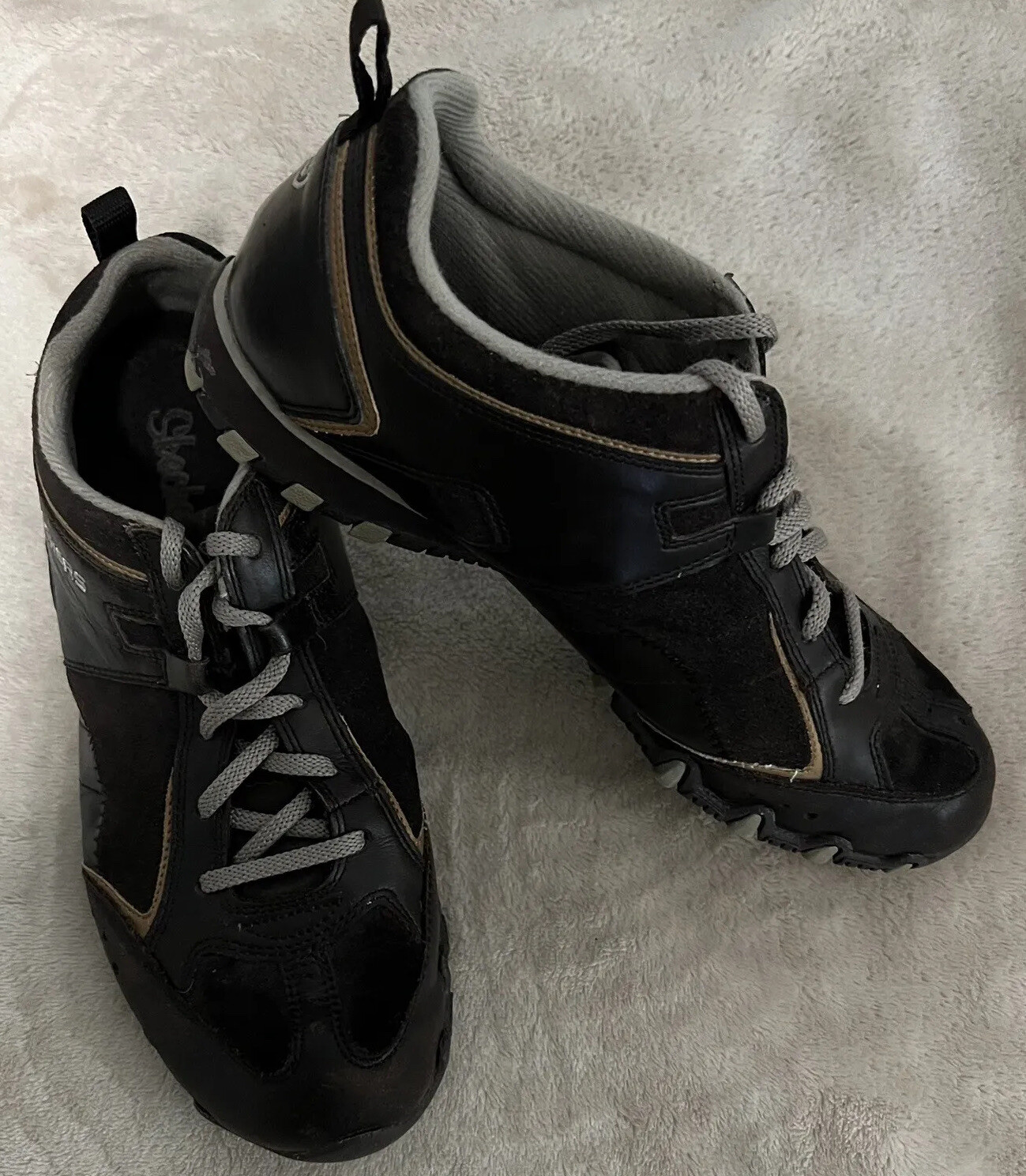 Skechers Womens Size 8 M Brown Leather & Suede Biker Sneakers SN21434