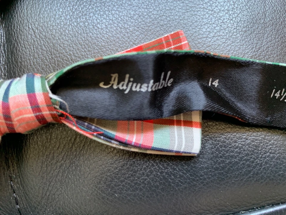 IMPRESIONANTE CONJUNTO CUADRADO DE PAJARITA/FAJA/BOLSILLO A CUADROS TARTÁN 100 % SEDA DE COLECCIÓN Foto 4 de 4