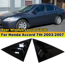 Gloss Black ABS Side Quarter Window Louver Cover For 2003-2007 Honda Accord 7th
