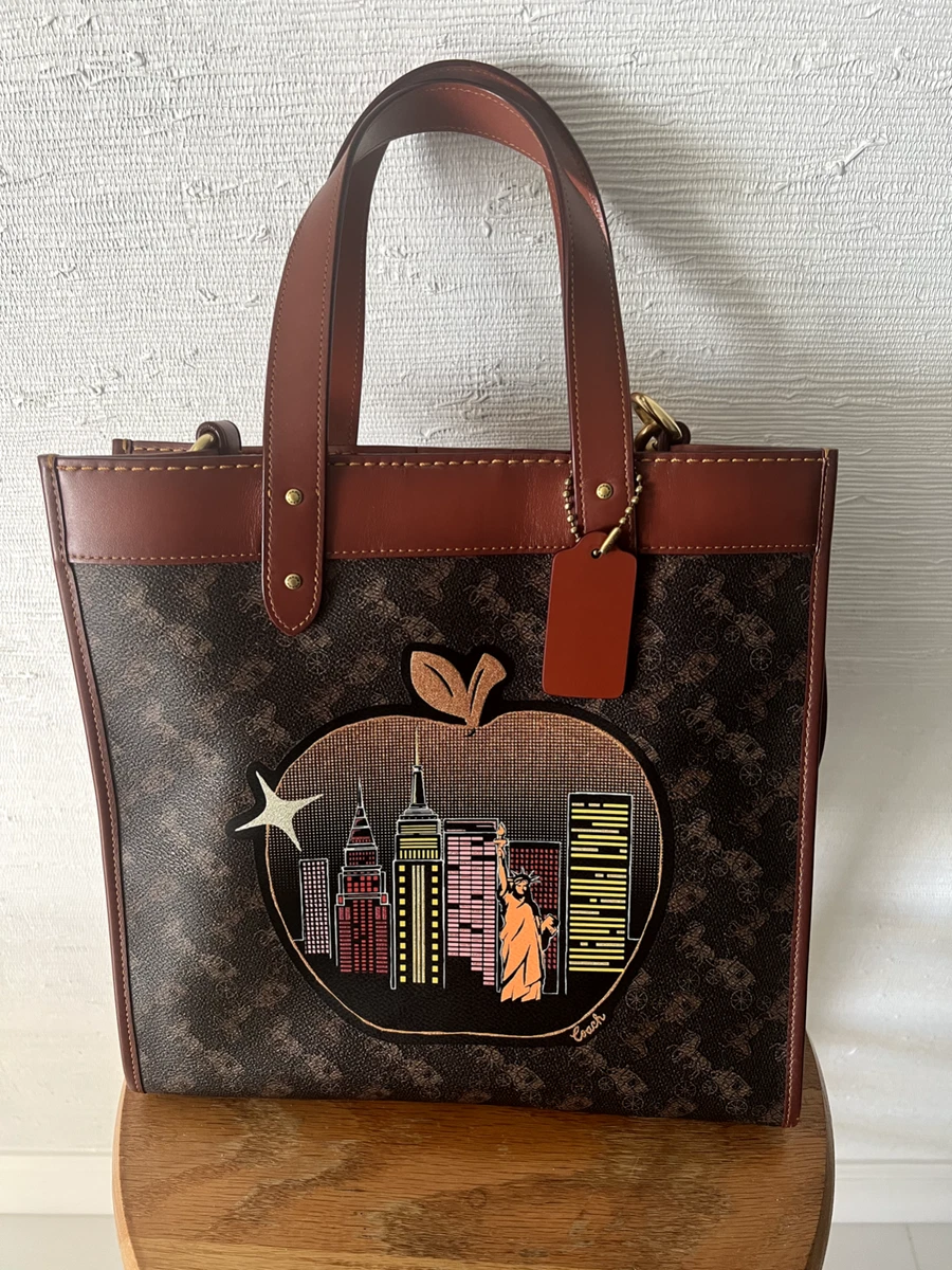 coach signature field tote in signature canvas big apple skyline