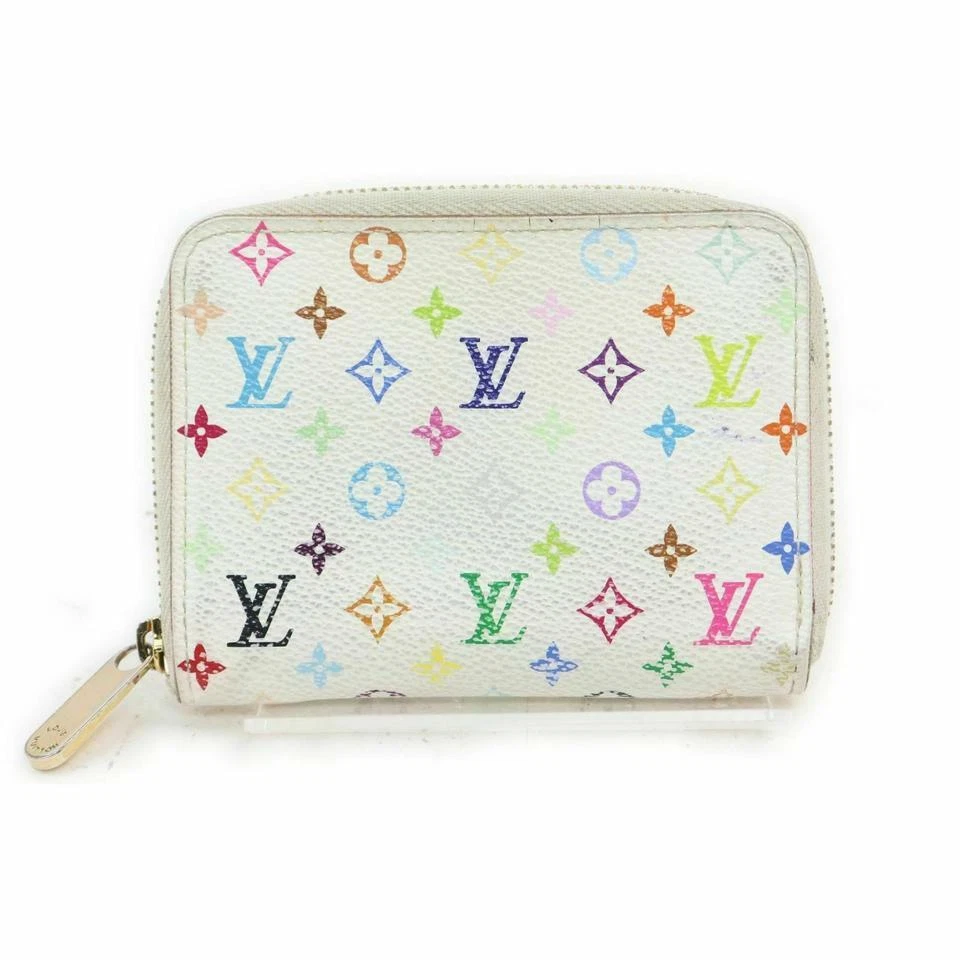 Louis Vuitton White Multicolor Zippy Coin Purse Wallet Compact Zip