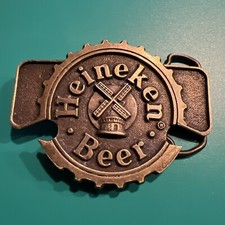 Vintage Heineken Beer Belt Buckle With Bottle Opener