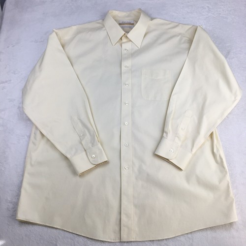 Roundtree & Yorke Gold Label Dress Shirt Mens 17.5-35 Yellow Non Iron - Picture 6 of 10