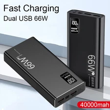 66W 40000mAh Portable Power Bank 2 USB Super Fast Charger External Battery Pack