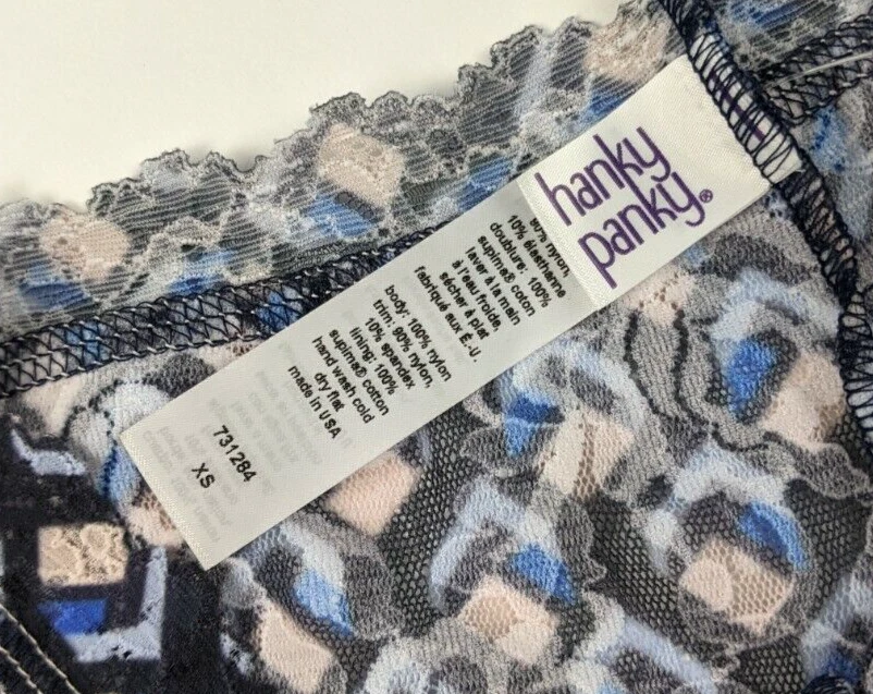 Panty Hanky Panky Para Mujer XS Azul Negro Geométrico Hipster Firma Encaje 731284 Foto 3 de 3