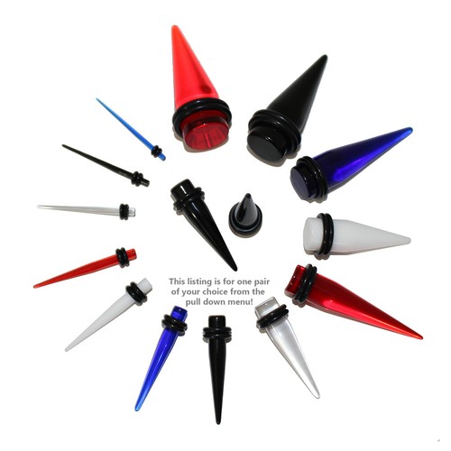 Pair of Acrylic Ear Expander Stretcher Taper Plugs, Gauges 14 Thru 5/8" - 第 1/1 張圖片