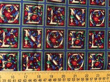 Cotton Quilt Fabric NOEL Christmas Gold Metallic by 1/2 Yard