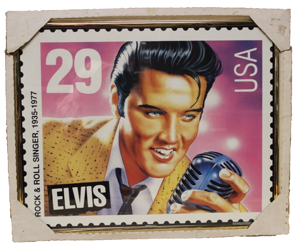 Rare Framed 1992 Elvis Presley Replica 29 Cent Stamp Poster 20x16