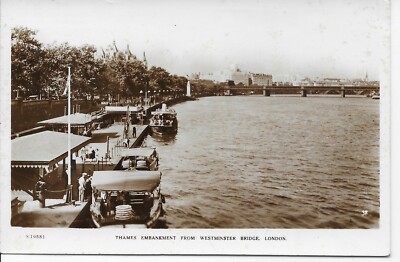 Thames Embankment from Westminster Bridge, London, England --POSTCARD