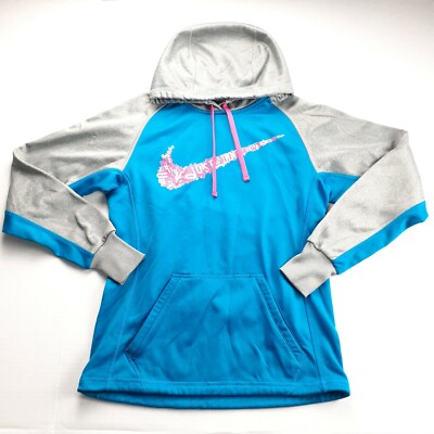 Nike Womens Therma-Fit Hoodie Size XS Teal and Gray Swoosh