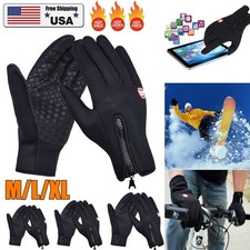 Men Women Thermal Windproof Fleece Lined Winter Gloves Touch Screen Warm Mittens
