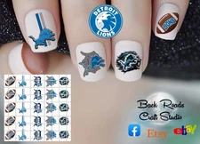 Detroit Lions Waterslide Nail Decals Set Of 50 Instructions Bonus JH