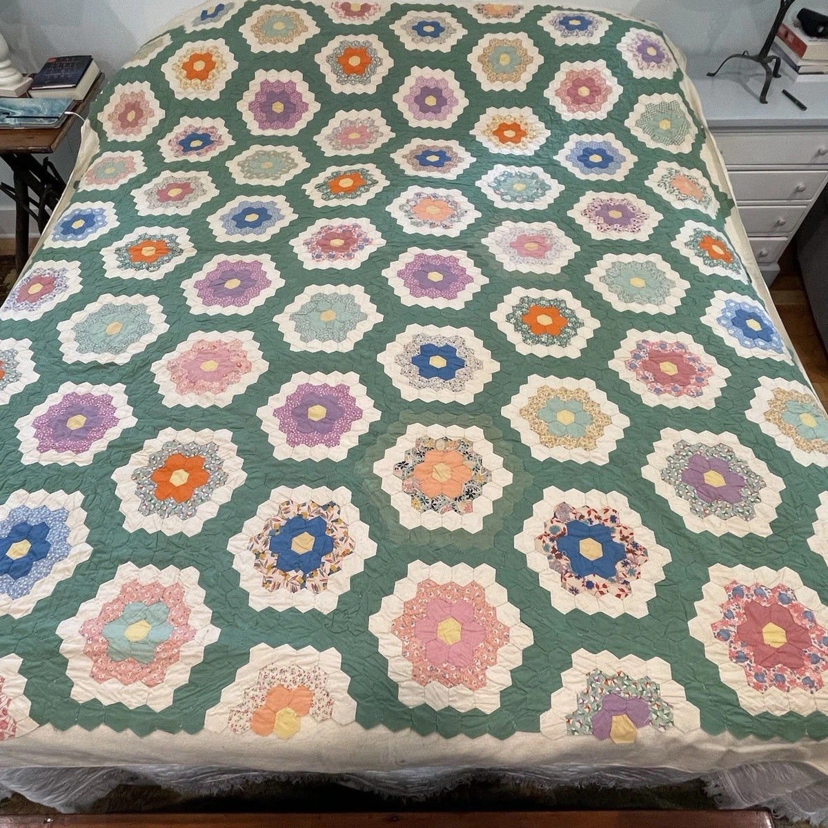 Grandmothers Flower Garden Quilt Indiana Collectible Quilts for