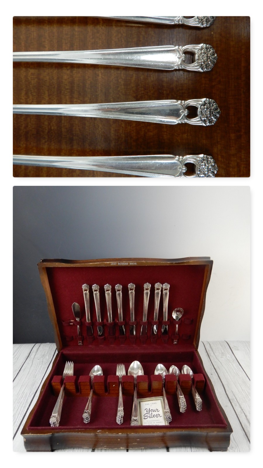 Vintage 53 Pc. 1847 Rogers Bros Eternally  Yours Flatware Silverware Set W/ Box