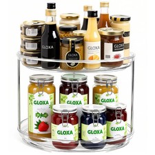 2 Tier Lazy Susan Turntable Organizer for Cabinet, 9.25'' Rotating Spice Rack...