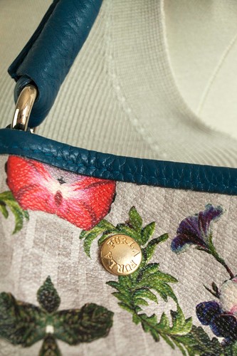 FURLA Borsa Tote Shopper Canvas Floreale Spalla Mano Vera Pelle Tela Made Italy - Foto 11 di 15