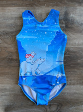 GK Elite Sportswear Blue Polar Bear Gymnastics Dance Leotard CXS Child X-Small