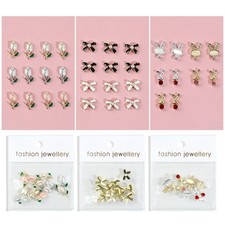 12Pcs 3D Metal Tulips Manicure Nail Gems Rhinestones Nail Decorations Accessory