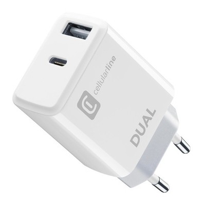 CellularLine Dual Port Travel Charger 20W White (60015) #12585539
