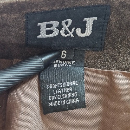 B&J Pantalone Pelle Scamosciata Marrone Scuro Vintage Y2K Donna 6 - Foto 3 di 5