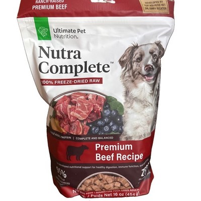 NUTRA COMPLETE 100% Freeze-Dried Raw PREMIUM BEEF DOG FOOD Vet Formulated 16 oz