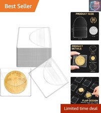 50 Clear Coin Holders -2.2 x 2.2 Inches Individual Protectors for Coin Displays