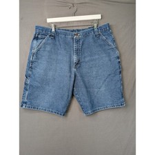 Wrangler Mens Blue Denim Carpenter Shorts Size 38 Utility Workwear