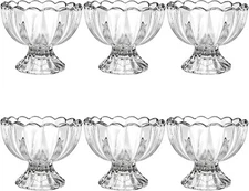 Lawei 6 Pack Glass Dessert Bowls - 5 Oz Ice Cream Cups Mini 5 oz, Clear 
