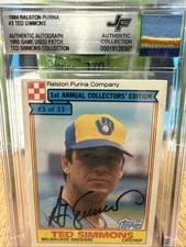 1984 Topps Ralston Purina - Signed Authentic 3/33 Collectors Ed. Ted Simmons #3
