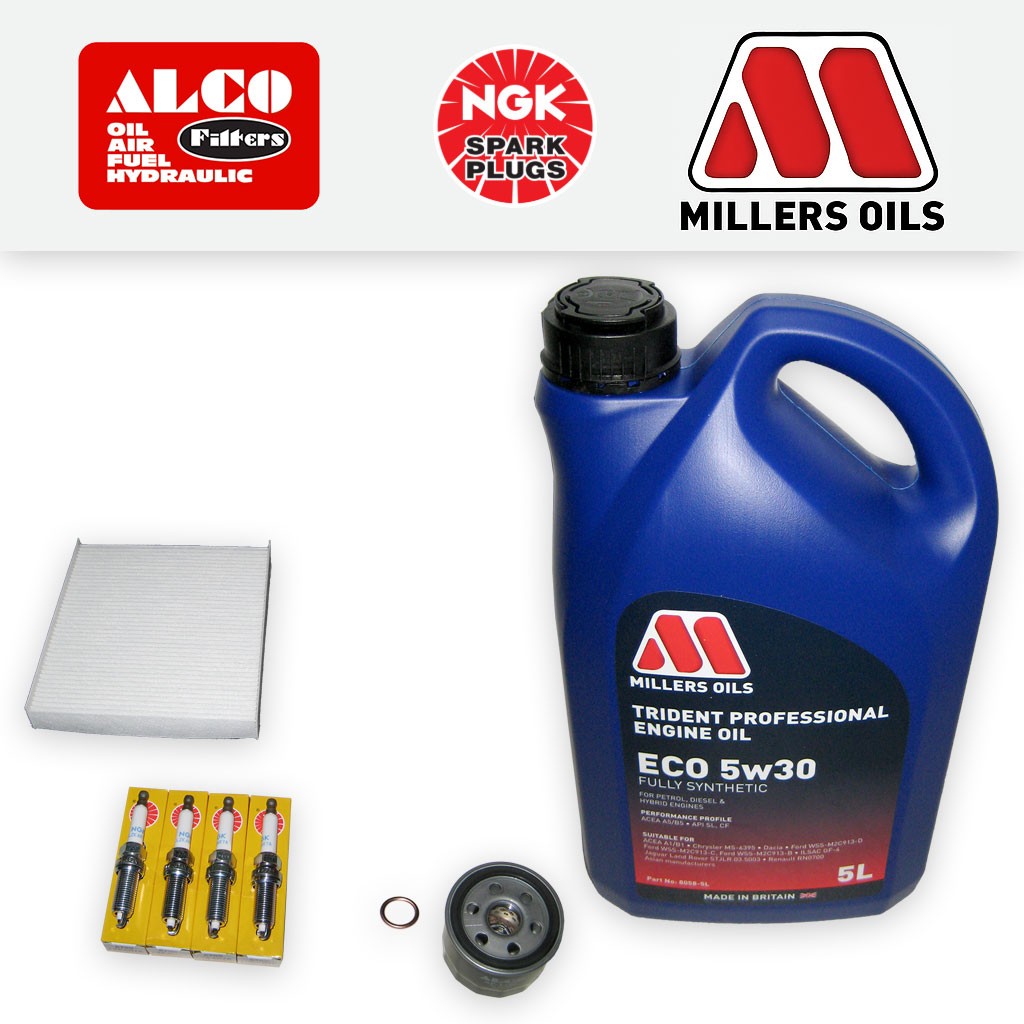 SERVICE KIT for DACIA LOGAN 1.2 OIL CABIN FILTER SPARK PLUGS +5w30 OIL 2012-2018