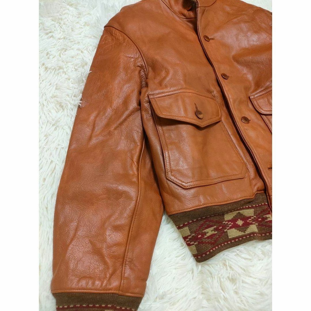 Vintage 90's RRL Ralph Lauren Leather Jacket Native Brown Men's Size M Used RARE image 4