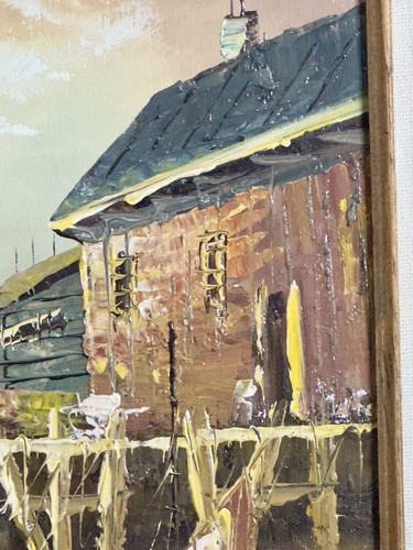 Pintura náutica/paisaje marino enmarcada Dior firmada al óleo original de colección 14x16 - Imagen 6 de 22