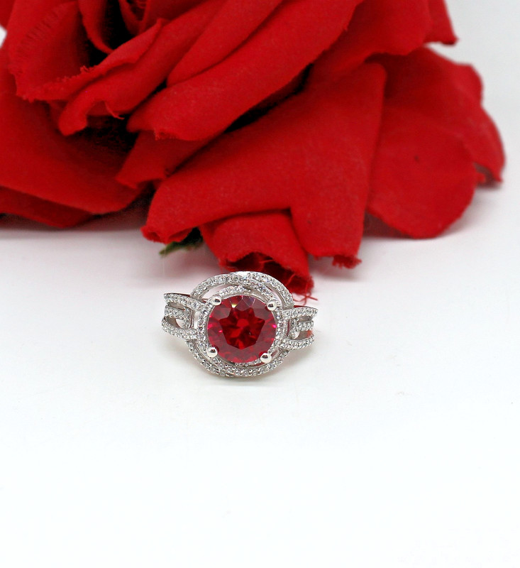 Sterling Silver NWOT  JTV Lab Created Ruby  Ring Size 10 7.05g CAT CHARITY