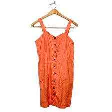 Ann Taylor LOFT Orange Button Front Sleeveless Mini Dress 2