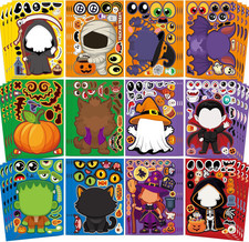 48 Sheets Halloween Stickers Make a Face Kids Party Favors Crafts Goodie Bags