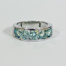 Certified 3 Ct Treated Blue Diamond Wedding Band Ring in 925 Sterling silver