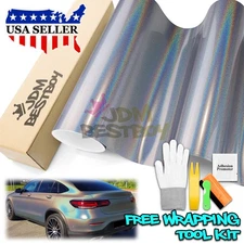 Laser Flip Gloss Silver Car Auto Sticker Decal Vinyl Wrap Sheet Film Air Release