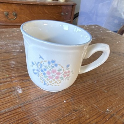 Country Kitchen Collection Floral Ceramic Mug White Blue Pink Japan With Handle