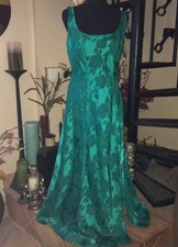 Vintage Victoria s Secret Emerald Satin Chiffon Maxi Long Nightgown Slip Dress