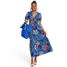 NWOT Tabitha Brown x Target Blue Floral Dress Polka Dot