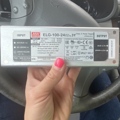 MEAN WELL ELG-100-24 Netzteil 24V 96W IP67 SELV Überlastschutz Silber