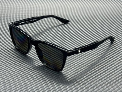 MONT BLANC MB0399S 005 Black Grey Polarized Men's 55 mm Extra Large Sunglasses