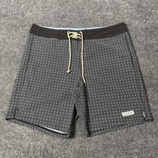 Fair Harbor Board Shorts Mens 34 Gray Geometric Swim Trunks Stretch Quick Dry