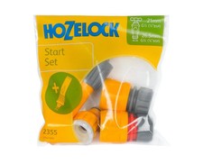 Image of Hozelock 2355 Garden Hose Pipe Starter Set Kit Tap Adapter Connectors Nozzle DIY