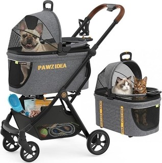 4 in 1 Pet Stroller for Small Medium Dogs & Cats Foldable Escape Proof No Zip