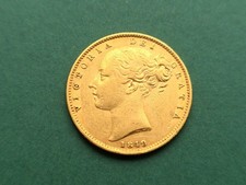 Rare 1849 Young Head Queen Victoria Shield Reverse 22 ct gold full Sovereign