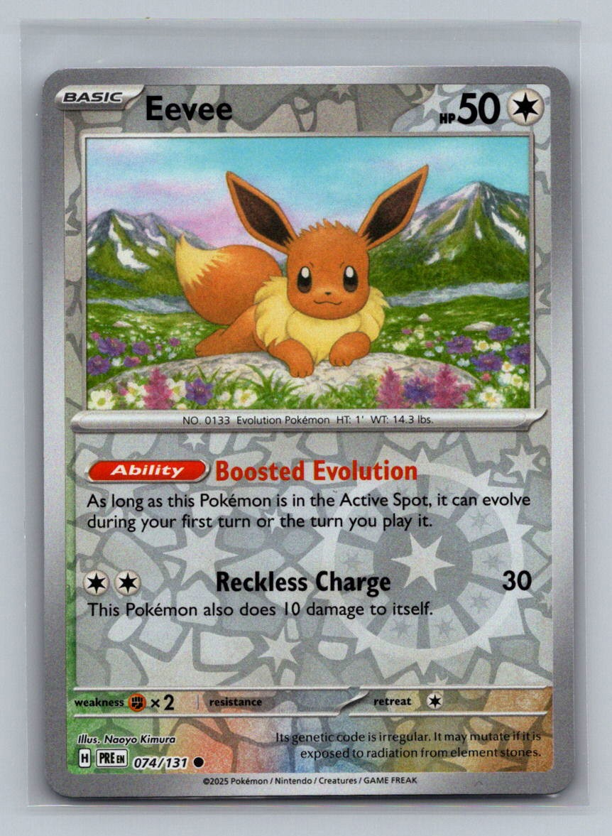 Eevee 074/131 Prismatic Evolutions Reverse Holo Pokemon TCG Card NM